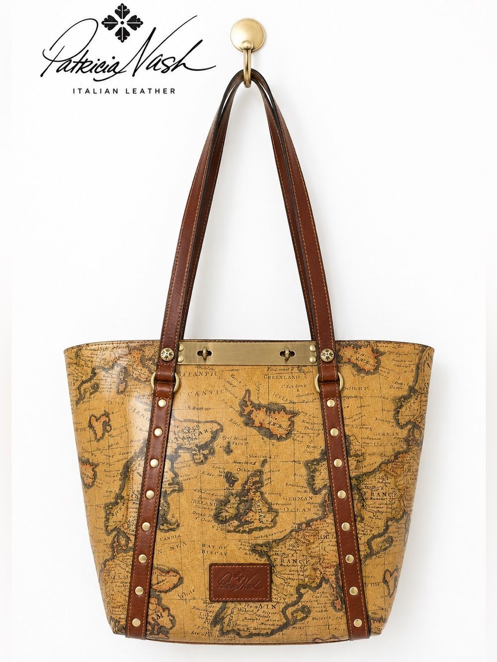 Patricia Nash Benvenuto European Map Leather Tote